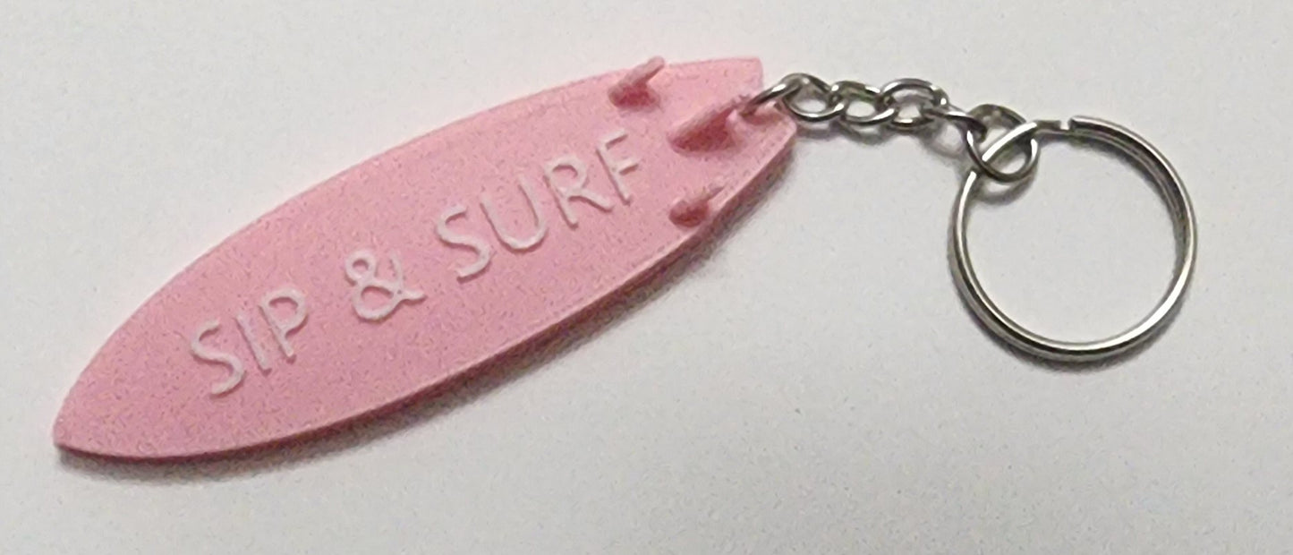 Sip & Surf (Surfboard) Keychain