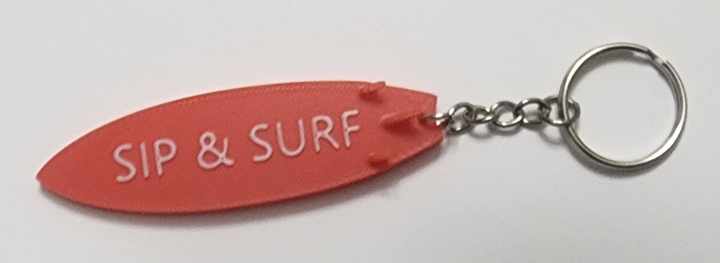 Sip & Surf (Surfboard) Keychain